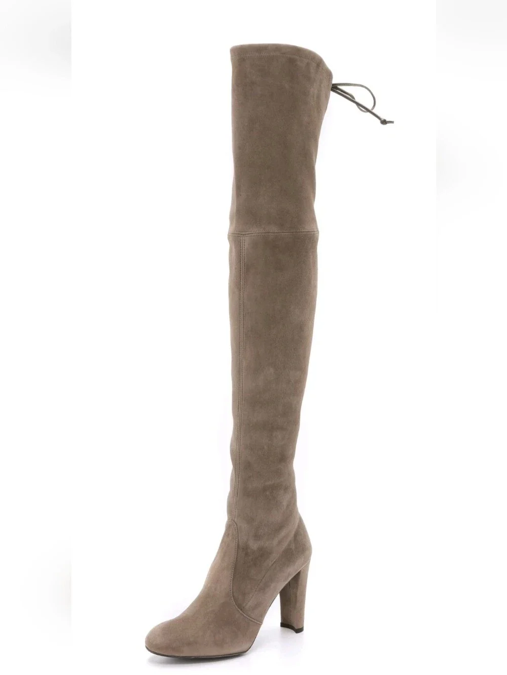 Stuart Weitzman Taupe Suede Thigh High Heeled Boots